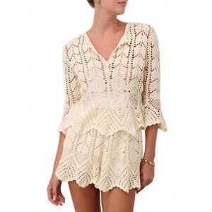 NEW ZIMMERMANN awaken lace crochet top in cream